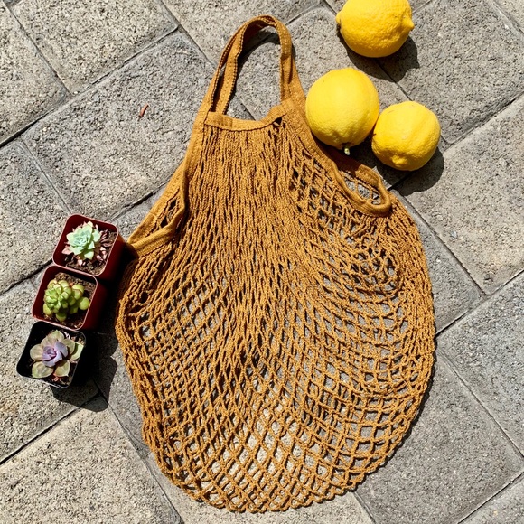 fire monkey Handbags - ✨GOLDEN BROWN FRENCH STRING NET MARKET BAG✨
